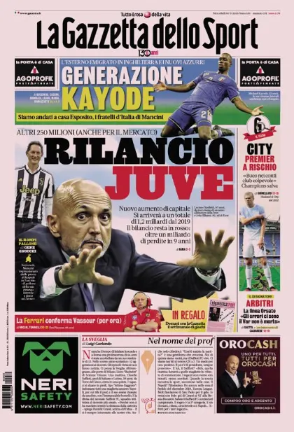 Prima pagina La Gazzetta dello Sport