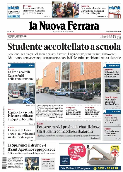 Prima pagina La Nuova Ferrara