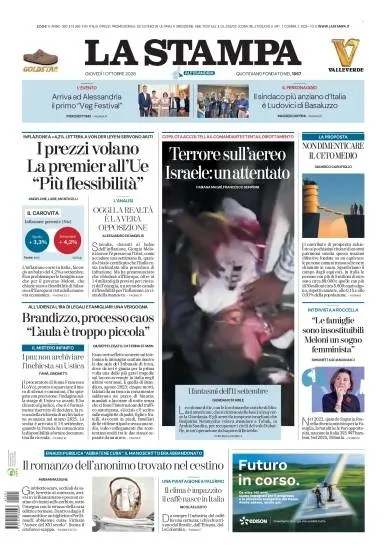 Prima pagina La Stampa | Alessandria