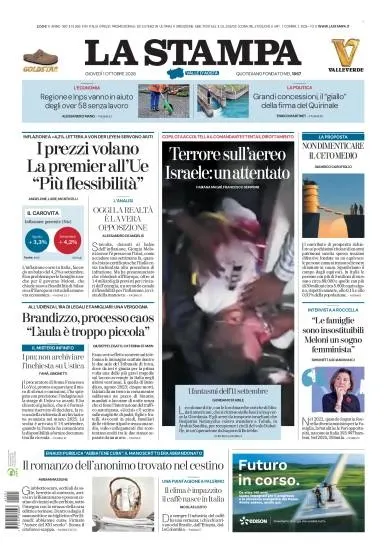 Prima pagina La Stampa | Aosta