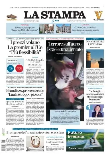 Prima pagina La Stampa | Asti