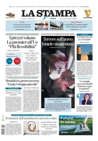 Prima pagina La Stampa | Savona