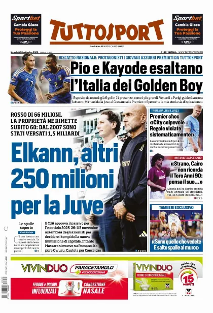Prima pagina Tuttosport