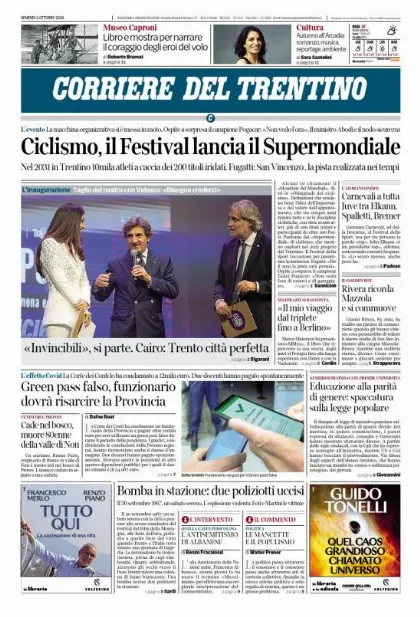 Prima pagina Corriere del Trentino