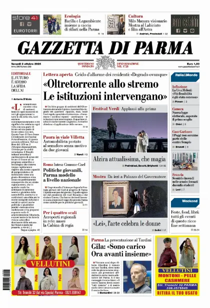 Prima pagina Gazzetta di Parma