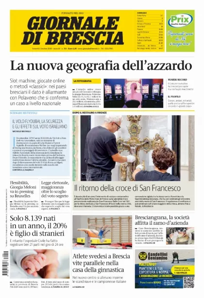 Prima pagina Giornale di Brescia