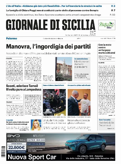 Prima pagina Giornale di Sicilia