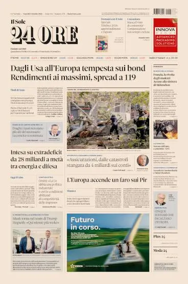 Prima pagina Il Sole 24 Ore