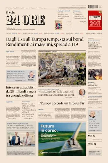 Prima pagina Il Sole 24 Ore del 2 Ottobre 2026