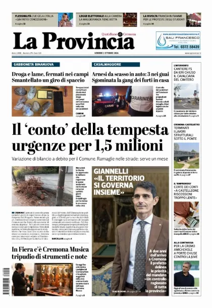 Prima pagina La Provincia