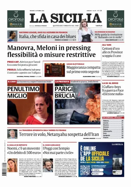Prima pagina La Sicilia