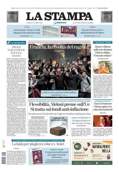Prima pagina La Stampa | Alessandria del 2 Ottobre 2026