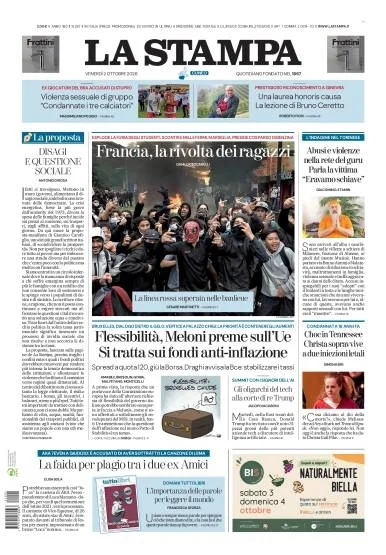 Prima pagina La Stampa | Cuneo del 2 Ottobre 2026