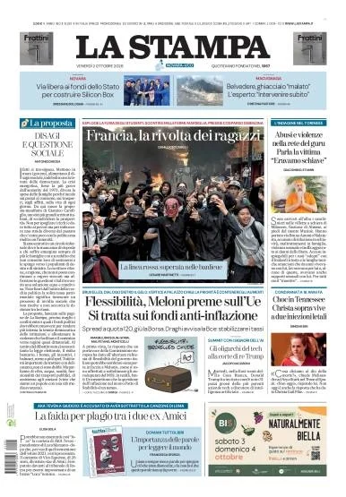 Prima pagina La Stampa | Novara del 2 Ottobre 2026