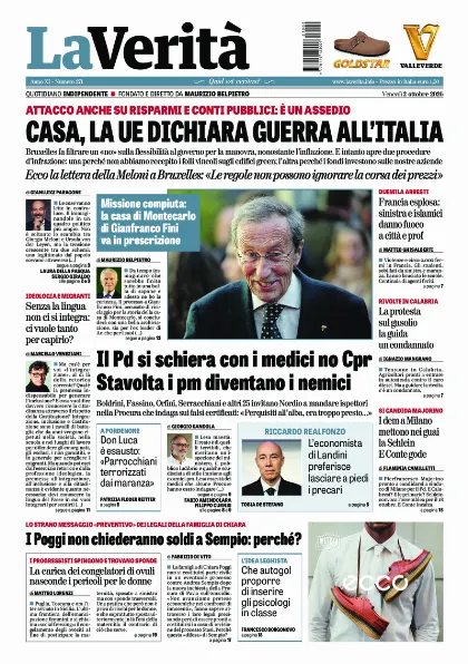 Prima pagina La Verita