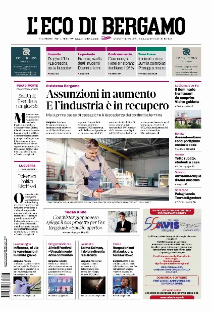 Prima pagina L'Eco di Bergamo