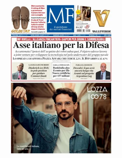 Prima pagina MF Milano Finanza