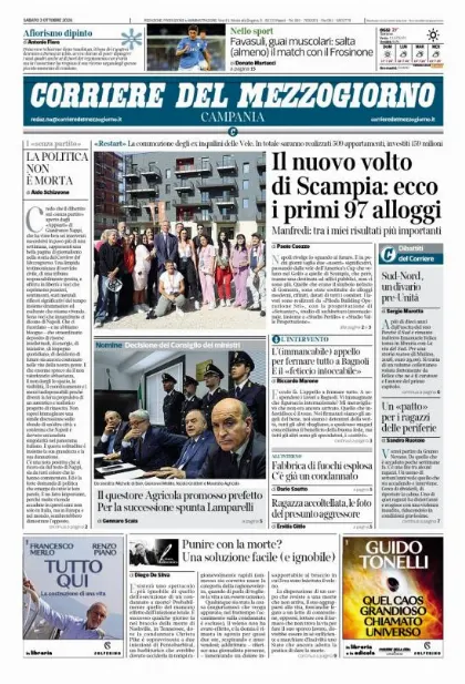 Prima pagina Corriere del Mezzogiorno | Campania