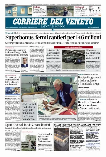 Prima pagina Corriere del Veneto | Padova e Rovigo
