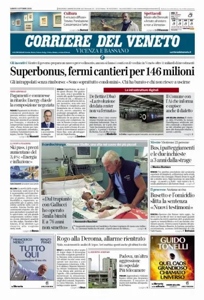 Prima pagina Corriere del Veneto | Vicenza e Bassano