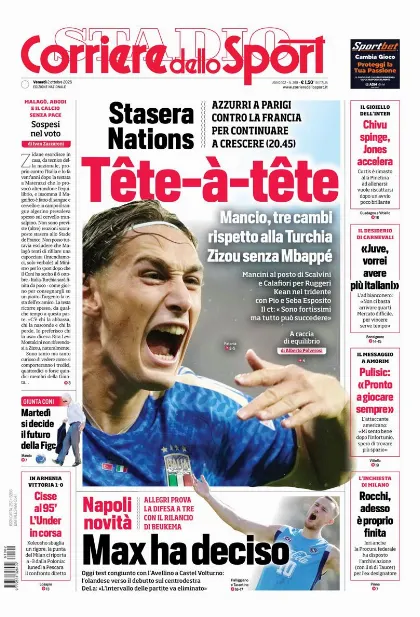 Prima pagina Corriere dello Sport - Stadio
