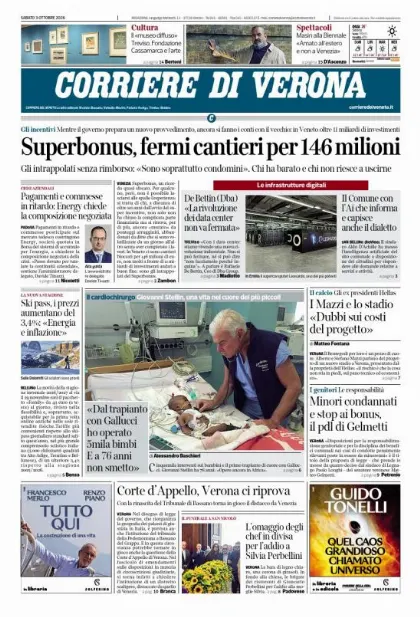 Prima pagina Corriere di Verona