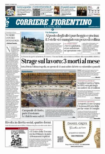 Prima pagina Corriere Fiorentino