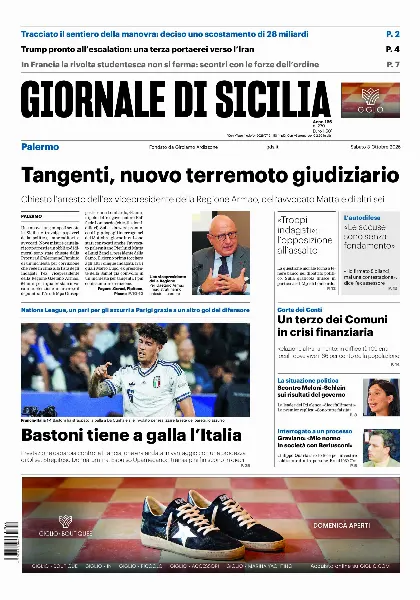 Prima pagina Giornale di Sicilia