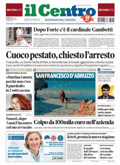 Prima pagina Il Centro | Chieti