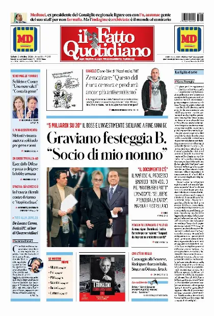 Prima pagina Il Fatto Quotidiano