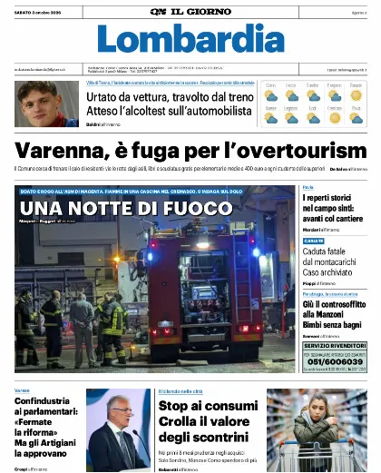 Prima pagina Il Giorno