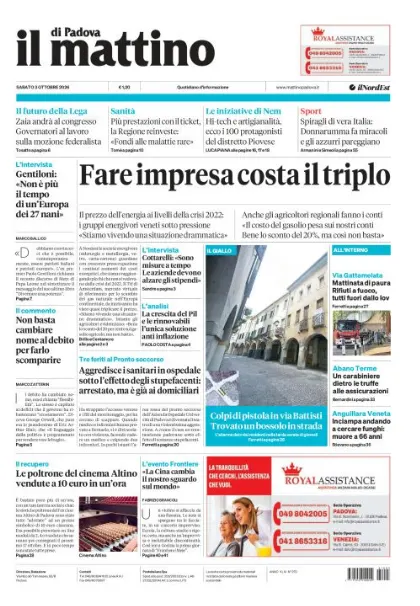 Prima pagina Il Mattino di Padova | Padova