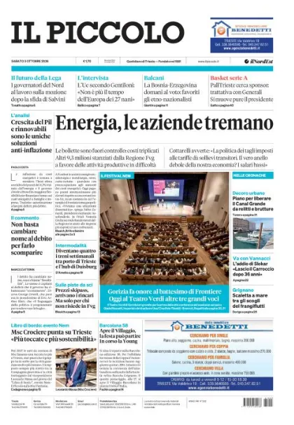 Prima pagina Il Piccolo | Trieste