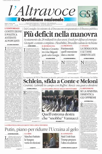 Prima pagina Il Quotidiano del Sud | L'Altravoce