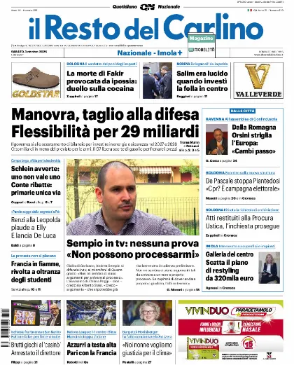 Prima pagina Il Resto del Carlino