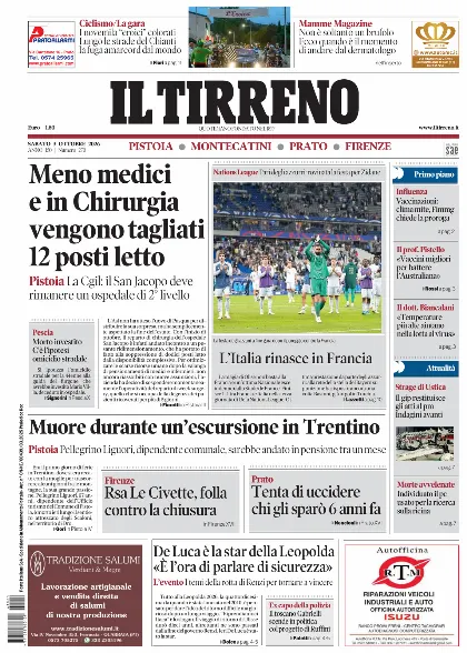 Prima pagina Il Tirreno