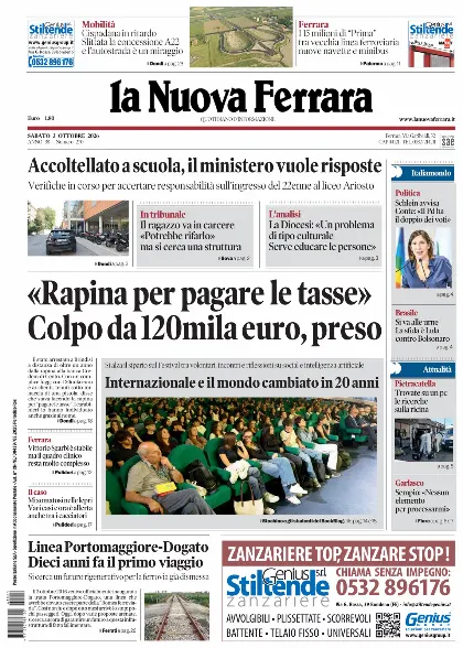 Prima pagina La Nuova Ferrara