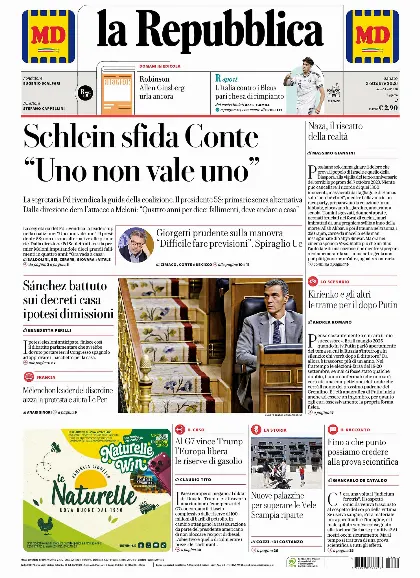 Prima pagina la Repubblica