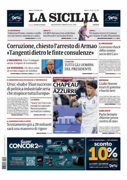 Prima pagina La Sicilia