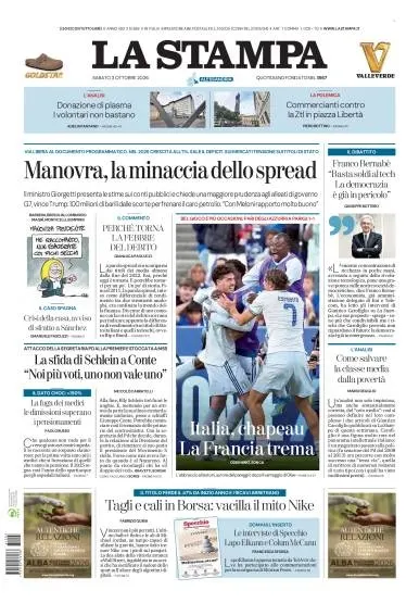 Prima pagina La Stampa | Alessandria