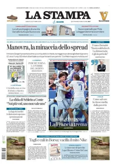 Prima pagina La Stampa | Vercelli