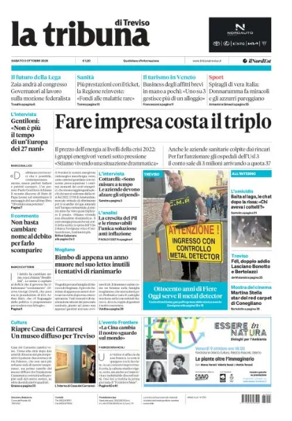 Prima pagina La Tribuna di Treviso | Treviso