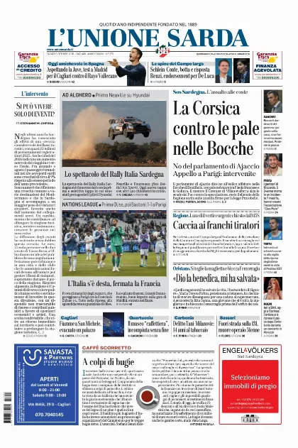 Prima pagina L Unione Sarda