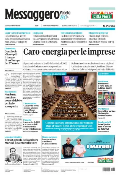 Prima pagina Messaggero Veneto | Pordenone