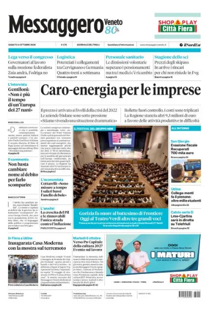 Prima pagina Messaggero Veneto | Udine