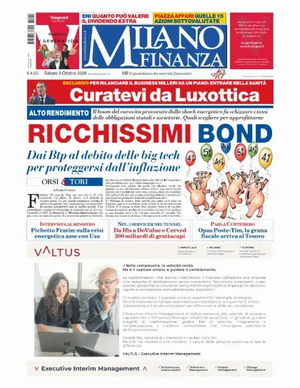 Prima pagina MF Milano Finanza