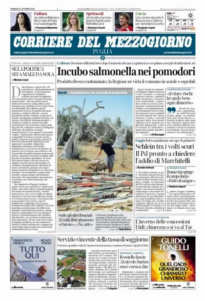 Prima pagina Corriere del Mezzogiorno | Puglia