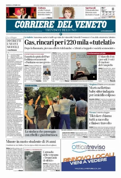Prima pagina Corriere del Veneto | Treviso e Belluno