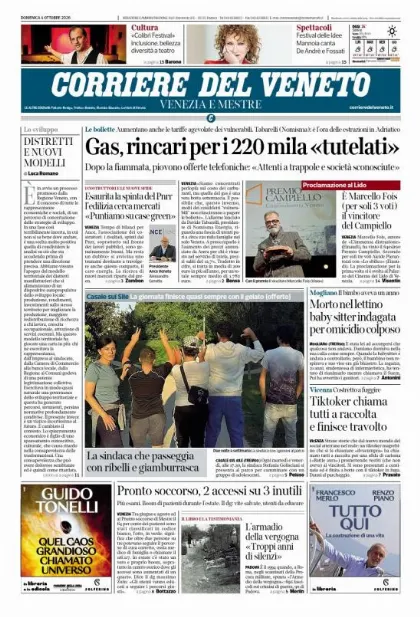 Prima pagina Corriere del Veneto | Venezia e Mestre