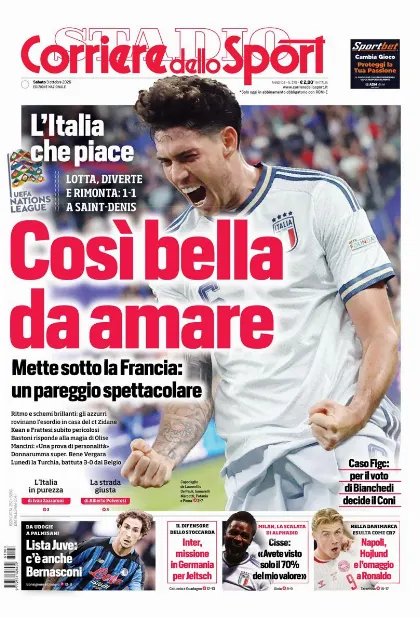 Prima pagina Corriere dello Sport - Stadio